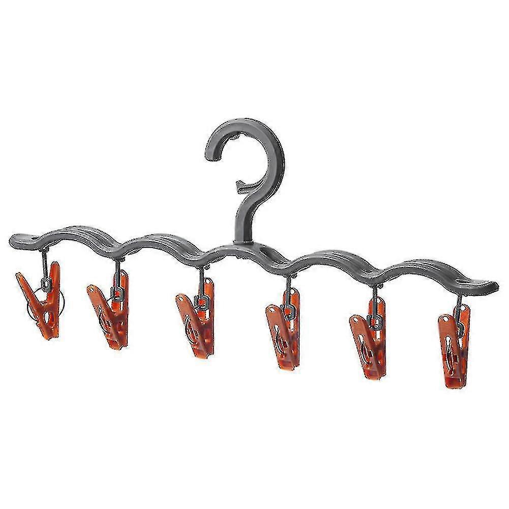 Hat Hanging Rack With 6 Clips Multipurpose Socks Bib Drying Hanger Clothes Coat Holder
