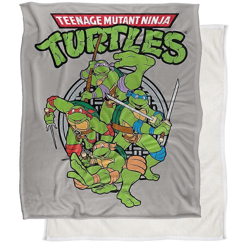 TMNT Blanket TMNT Group Silky Touch Sherpa Back Super Soft Throw BlanketMTWLF999
