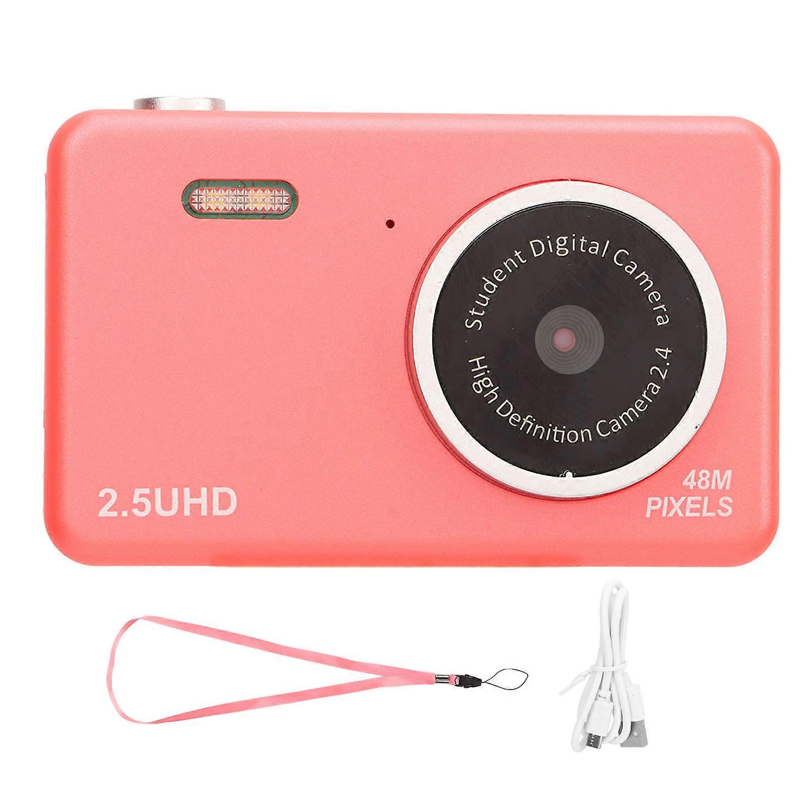 2.5K HD Selfie Camera, 8x Zoom, Auto Light Sensitivity, Compact Cute Dual Lens Digital Camera for Student, Pink