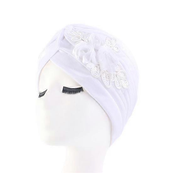 Women Hat Good Stretch Wind-proof Tear-resistant Anti-shrink Brimless Warm Sequin Trim Flower All Match Turban Hat Fashion Accessory