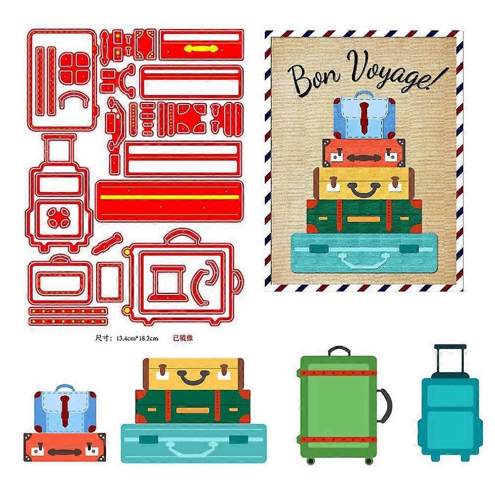 Travel Theme Carbon Steel Cutting Dies Stencils for DIY Scrapbooking Photo Album Decorative Embossing Paper Card Suitcase 182x134x0.8mm