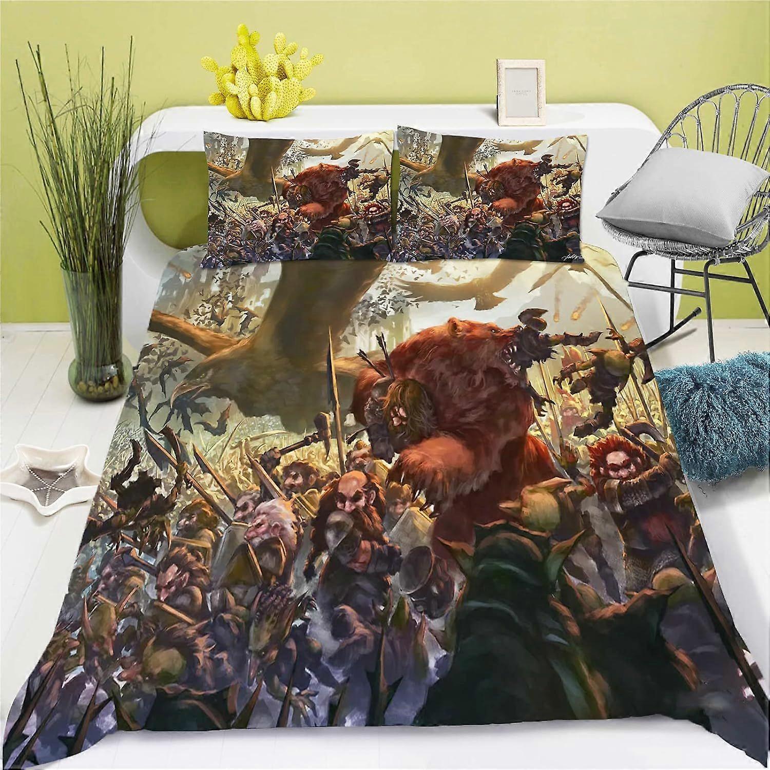 Set di biancheria da letto per bambini con stampa digitale The Hobbit D con copripiumino in microfibra e federa