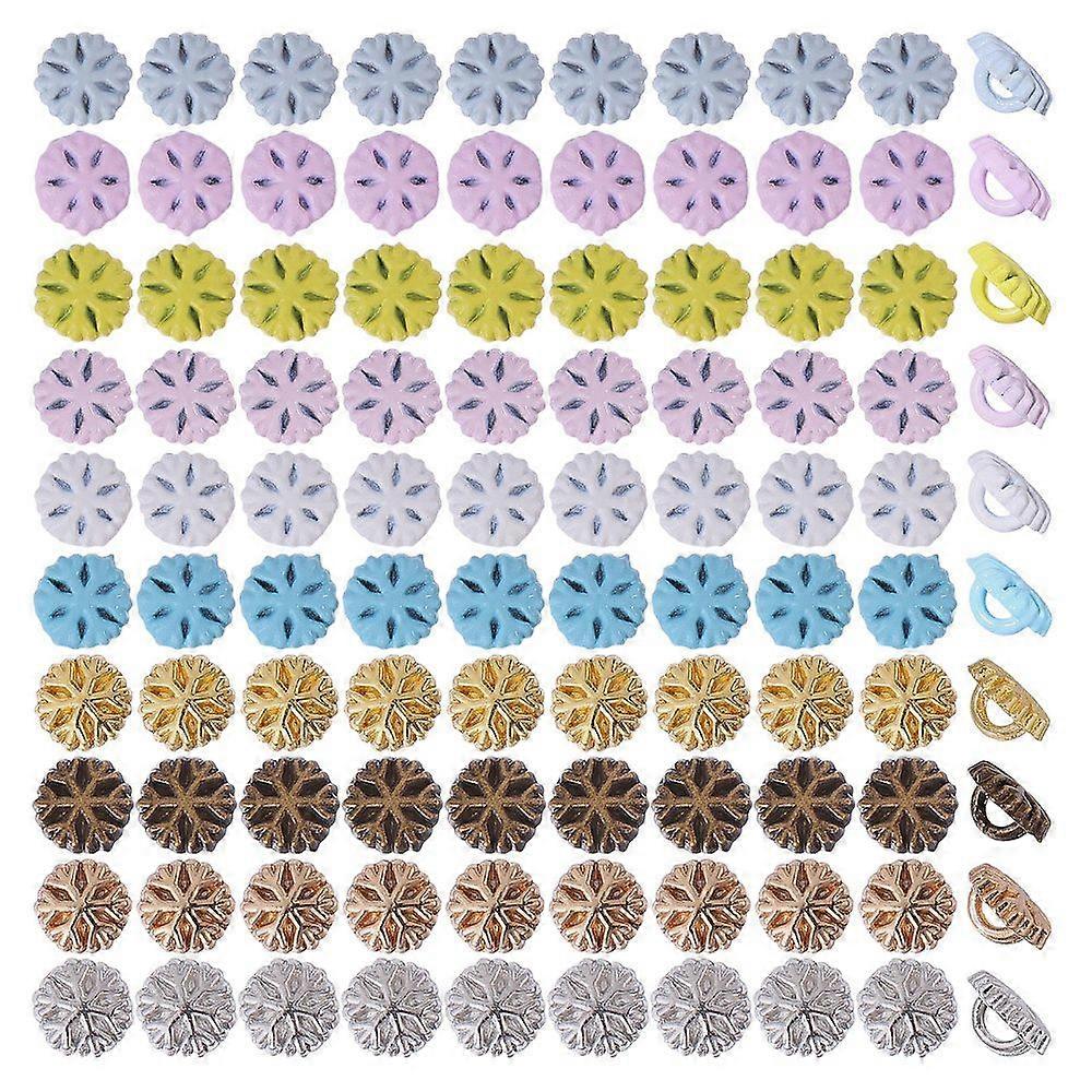 100Pcs 10 Colors Alloy Shank Buttons 1-Hole Snowflake Mixed Color 5x3mm Hole: 1x1.5mm 10pcs/color