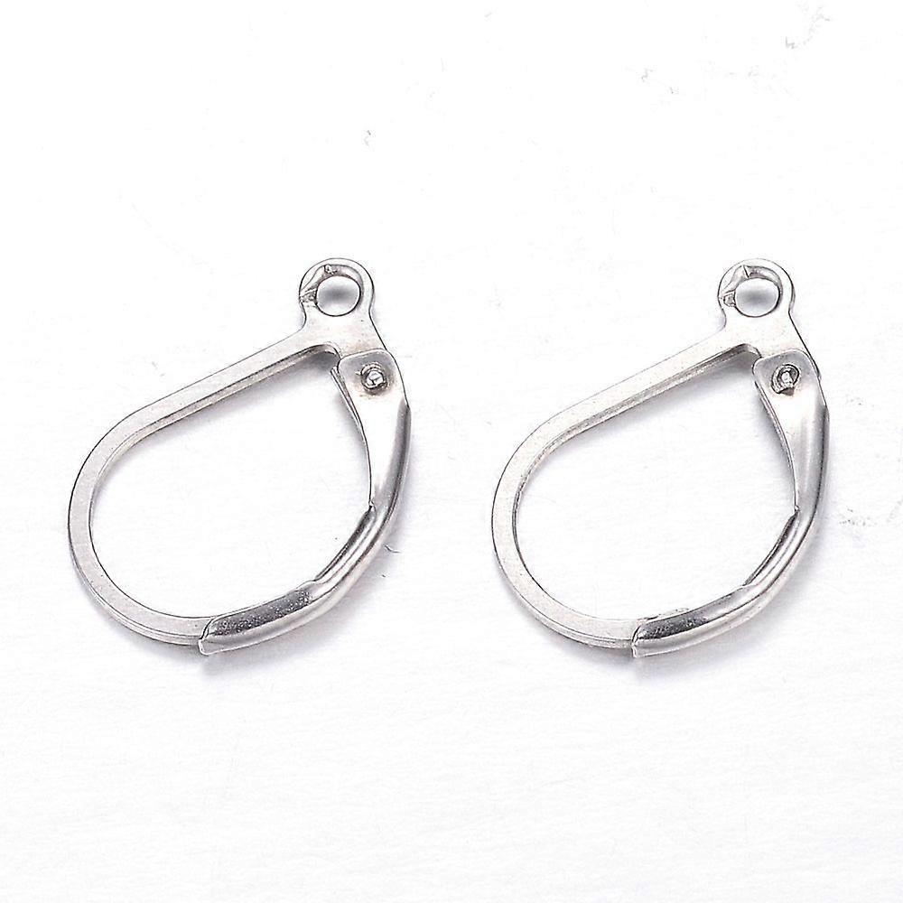 Tarnish Resistant 304 Stainless Steel Leverback Earring Findings with Loop Stainless Steel Color 16x10.5x2mm Hole: 1.5mm Pin: 1mm
