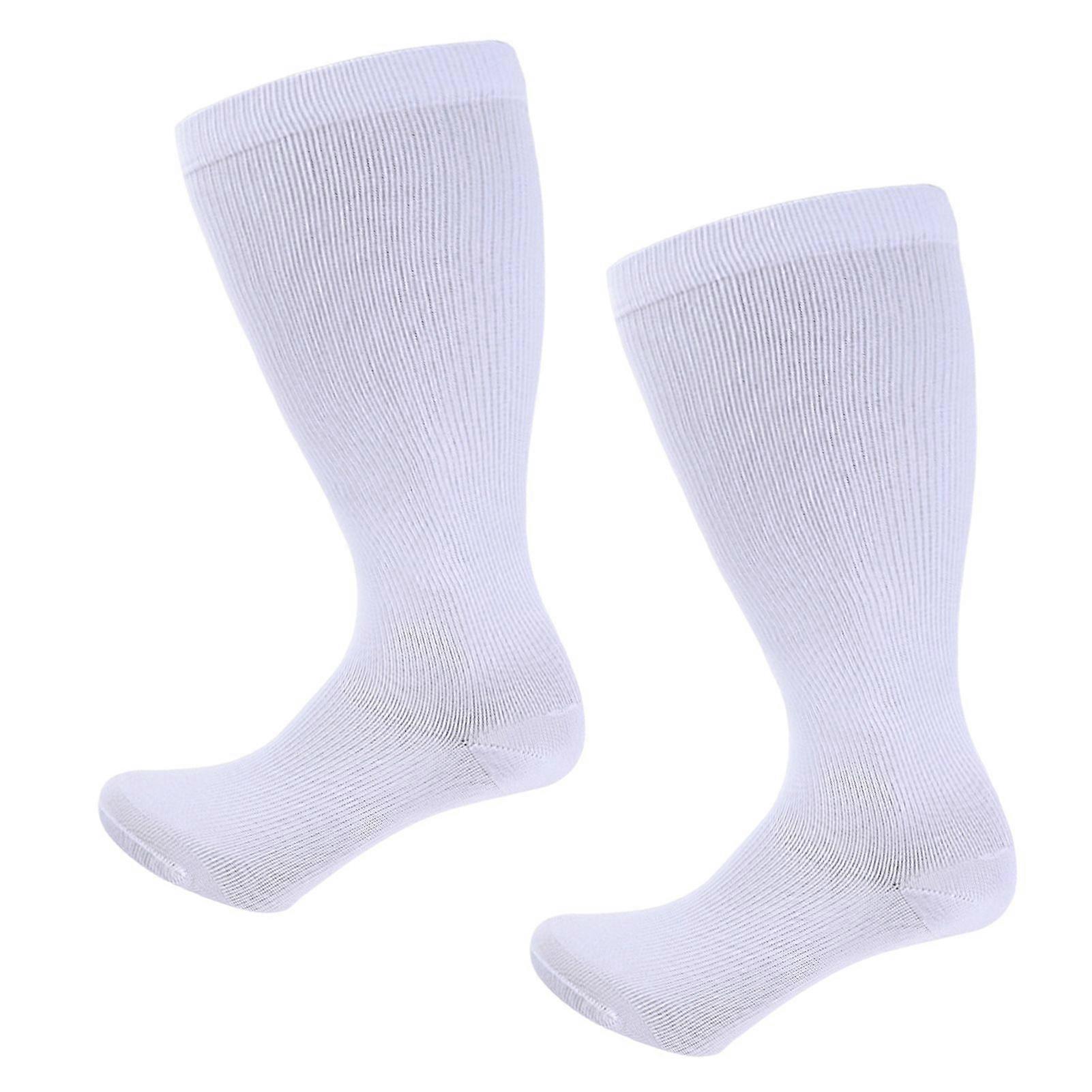 1 Pair Sport Sock Great Compression High Elasticity Plus Size Mid-tube Breathable Soft Anti-slip Solid Color Running Hiking Obesity Stockings