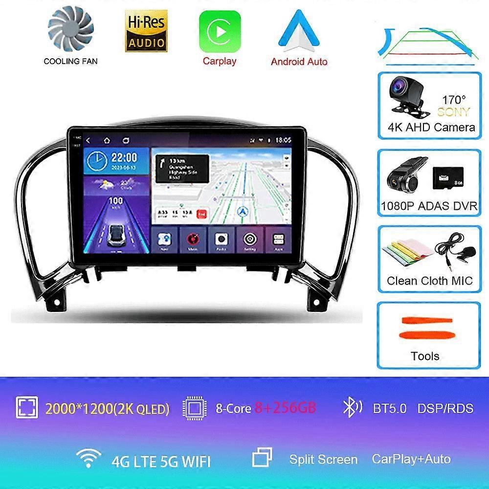 カーラジオ Android 14 日産ジュークYf15 2010 2011 - 2014 ナビゲーション GPS マルチメディアプレーヤー WiFi + 4G ステレオ DSP ビデオ BT