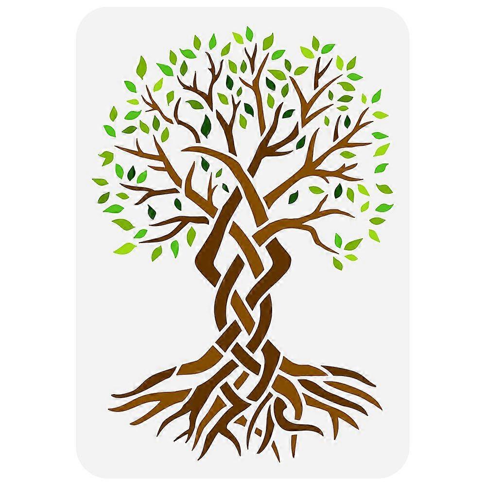 Plastic Drawing Painting Stencils Templates for Painting on Scrapbook Fabric Tiles Floor Furniture Wood Rectangle Tree of Life Pattern 29.7x21cm