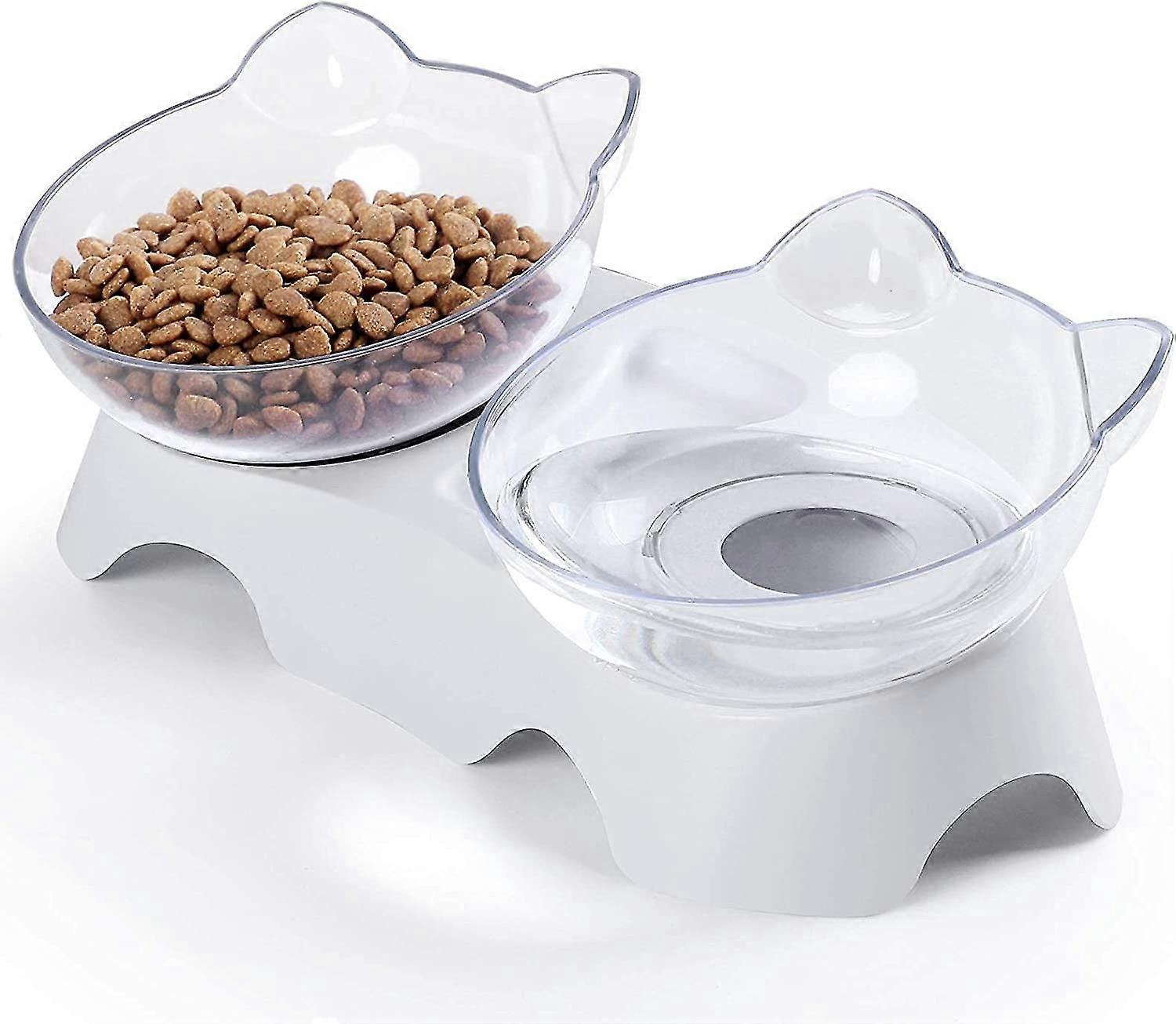 ls, Food ls Elevated, Double Kitty ls With 15tilted Raised Dishes, Pet Feeding l For Small And Puppy,8738