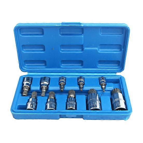 10Pcs Rustproof 12 Triple Square Point MM Bit Spline Sockets Steel Tools Set