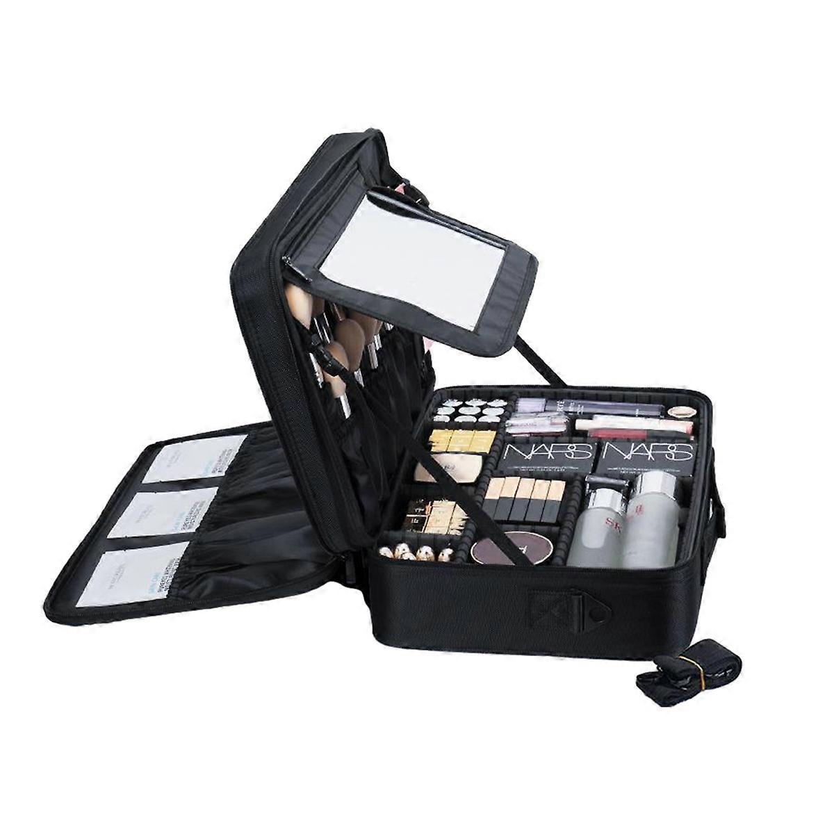 Nylon Waterproof Adjustable Dividers Large Capacity Makeup Case