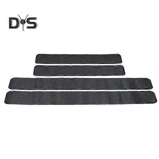 4Pcs Carbon Fiber Textured Door Sill Guard Trim Stickers Self Adhesive Strong Stickiness Waterproof Car Threshold Decals