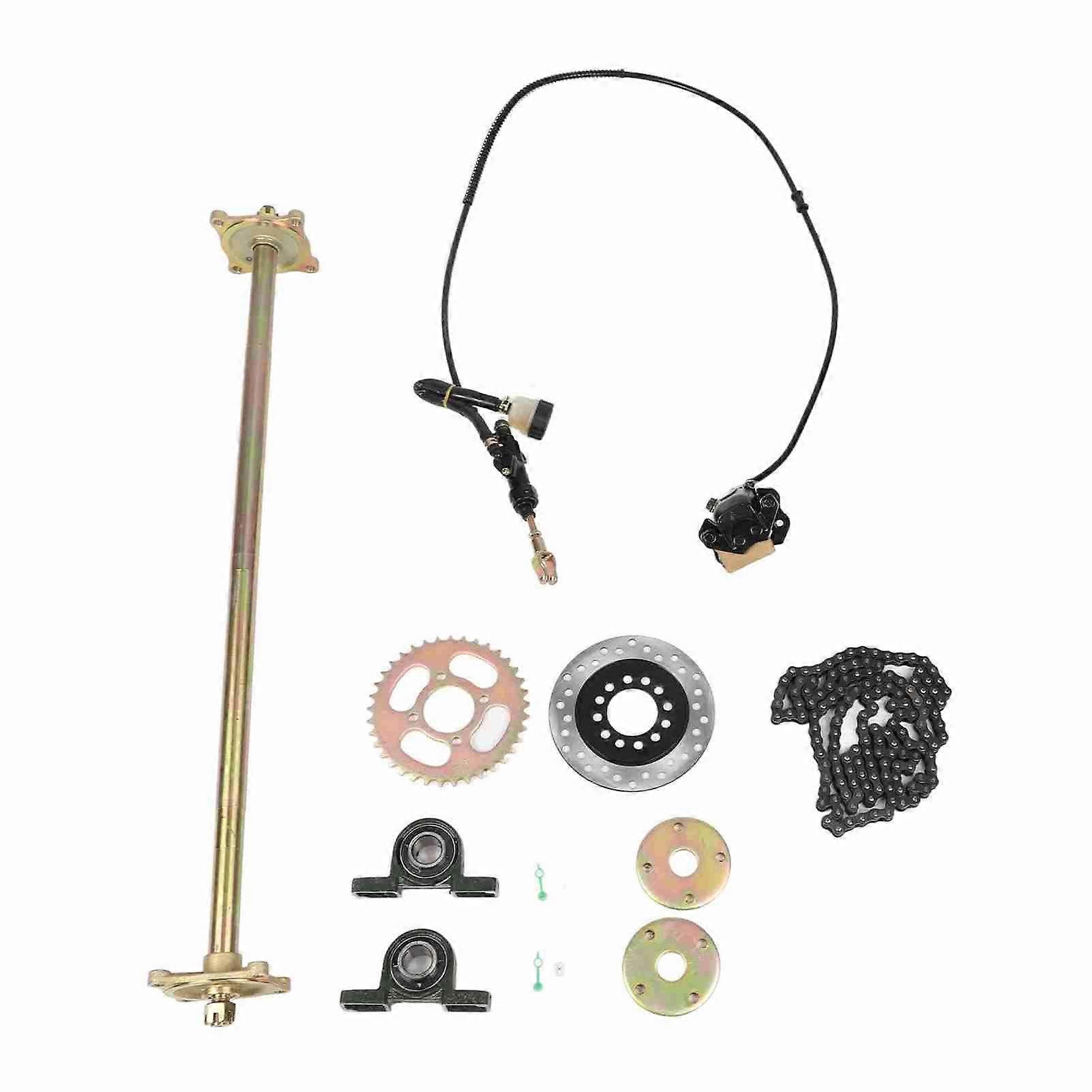 19PCS 850mm/33.4in Go Kart Rear Live Axle Kit with Brake Assembly Sprocket Disc and Chain for 50cc 70cc 90cc ATV Quads MK4979