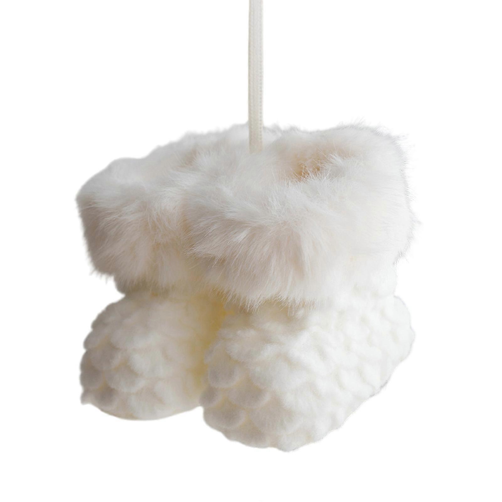 Elegant Hanging Pendant Christmas Tree Accessories Plush Colorful Boot for Seasonal Decoration Store Display Ornament White