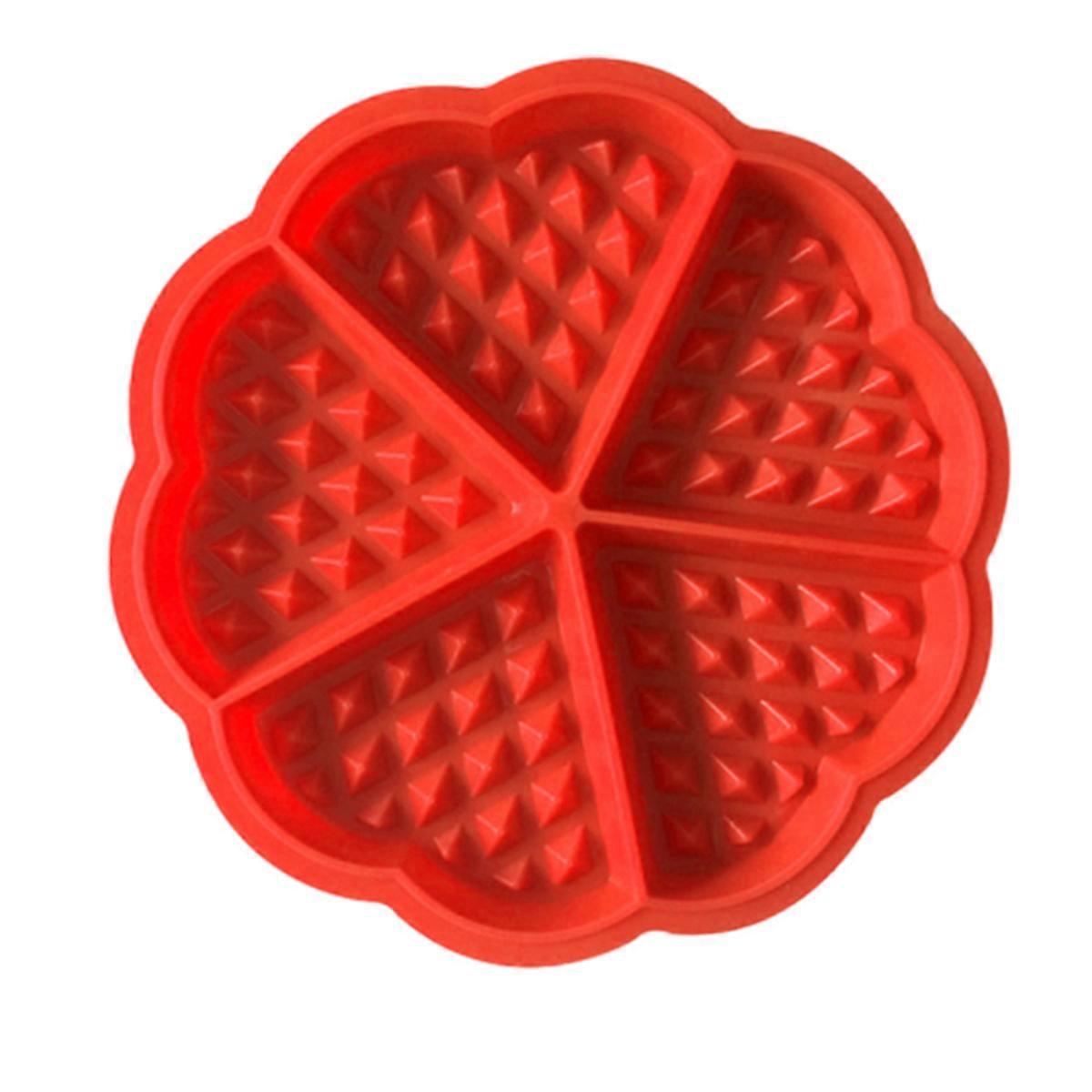 Silicone 5-Link Heart Shape Waffle Mould for Kids DIY Cake Making Tools
