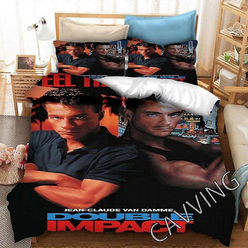 v2083 ملاءات السرير جان كلود فان دام مجموعة الفراش المطبوعة أغطية لحاف وأغطية الوسائد غطاء لحاف المعزي (أحجام الولايات المتحدة / الاتحاد الأوروبي / الاتحاد الأفريقي) مجموعة الفراش H من 3 قطع 