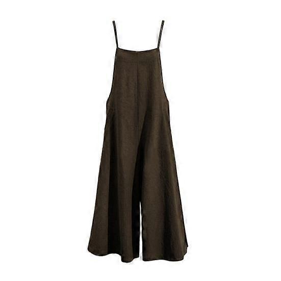 Women Summer Jumpsuit Square Neck Sleeveless Spaghetti Strap Wide Leg Deep Crotch Loose Solid Color Casual Daily T-shirt Matching Long Jumpsuit