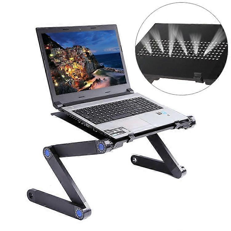 Portable 360 Degree Adjustable Foldable Aluminium Alloy Desk Stand for Laptop / Notebook, without CPU Fans & Mouse Pad(Black)