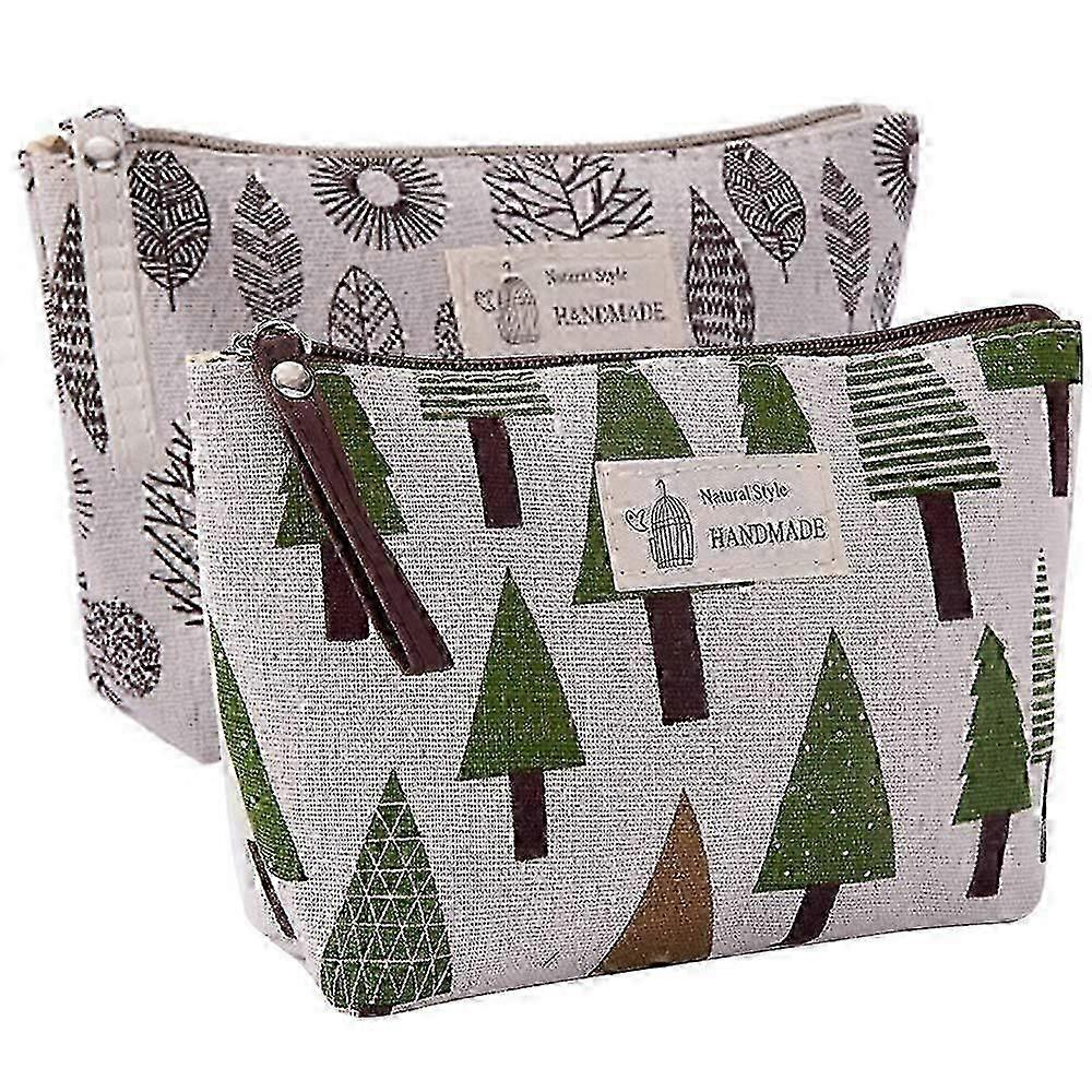 2 PCの女性と女の子面白いキャンバスメイクバッグ広い化粧品バッグポーチハンドバッグジッパー付き(スタイル7)