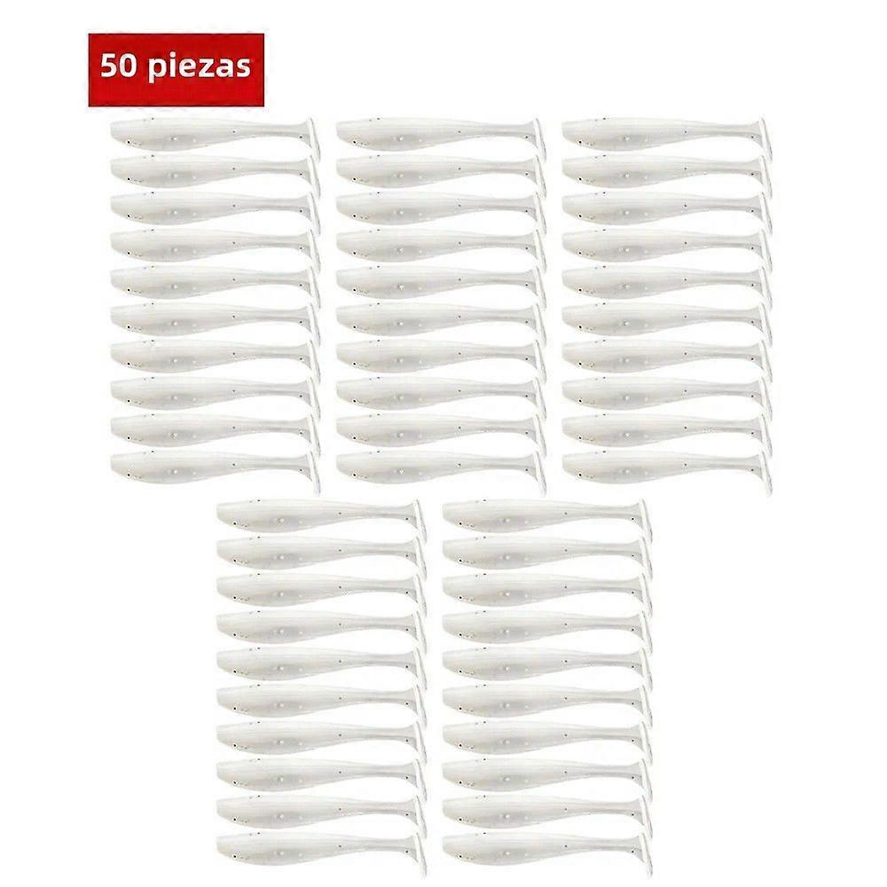50pcs Mini Soft T-tail Worm Fishing Lures Silicone Artificial Lures for Bass and Pike Fishing in Rivers, Lakes and Reservoirs