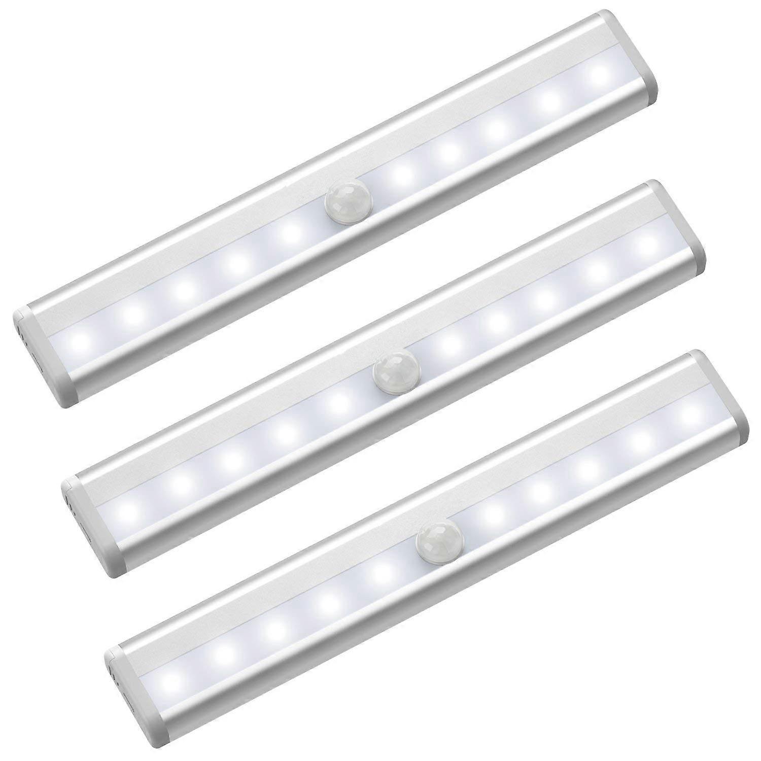 3 Pack Motion Sensor Under Cabinet LED Lights Battery Operated for Kitchen Pantry, Easy Installation, Warm White