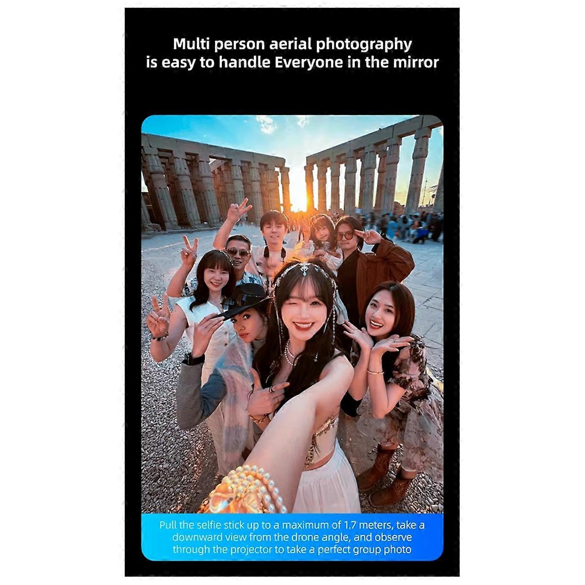 Perche à selfie CL07 avec écran miroir et projection Wi-Fi, trépied, affichage en temps réel, moniteur pour smartphone et vlog