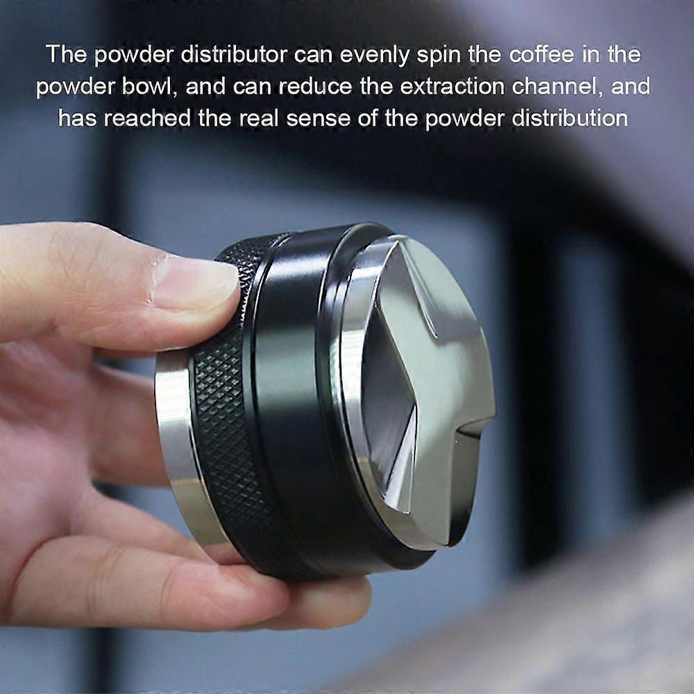 53mm 2-in-1 Coffee Distributor and Tamper Stainless Steel Dual Head Coffee Leveler Adjustable Height Espresso Distribution Tool with Anti-slip Diamond