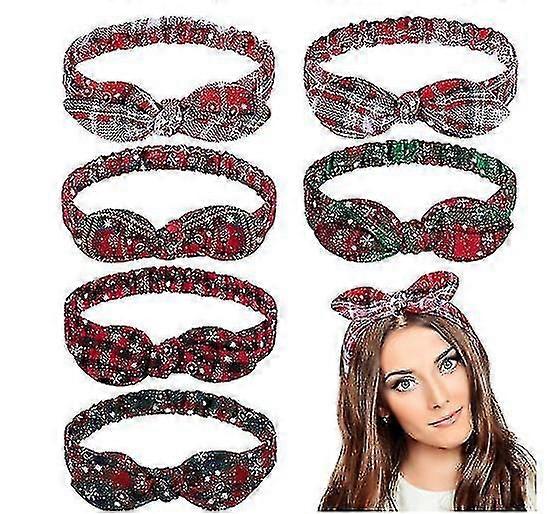 6pcs Christmas Grid Headband Merry Christmas Decor