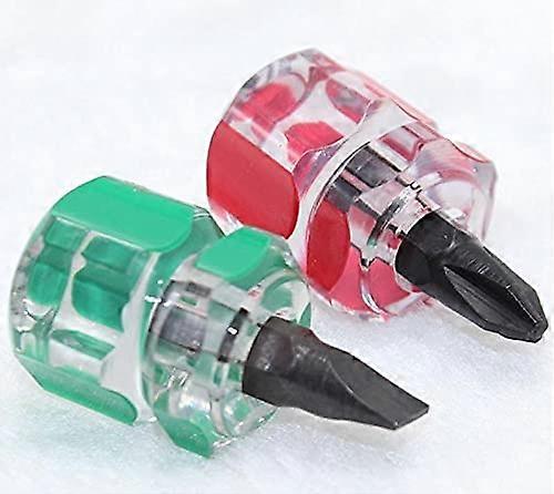 Mini Ultra Short Stubby Screwdriver Set - 2 Pieces for Sewing Machine Repair, DIY Projects, Magnetic Tip, Compact Size