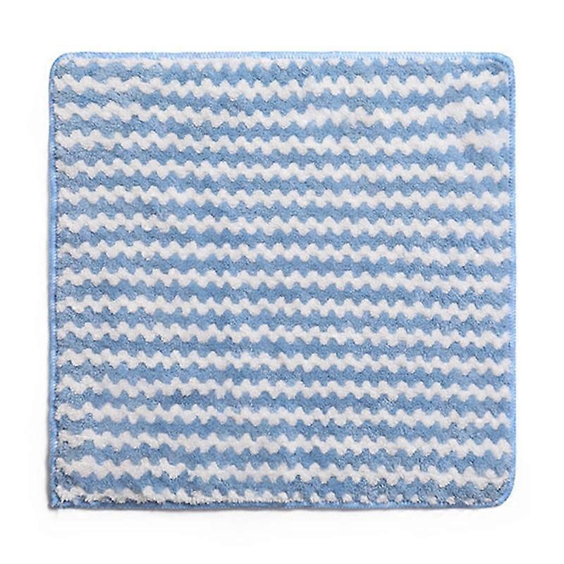 C31221 30x30cm Water Absorbent Microfiber Wave Pattern Dishwashing Cloth-Blue