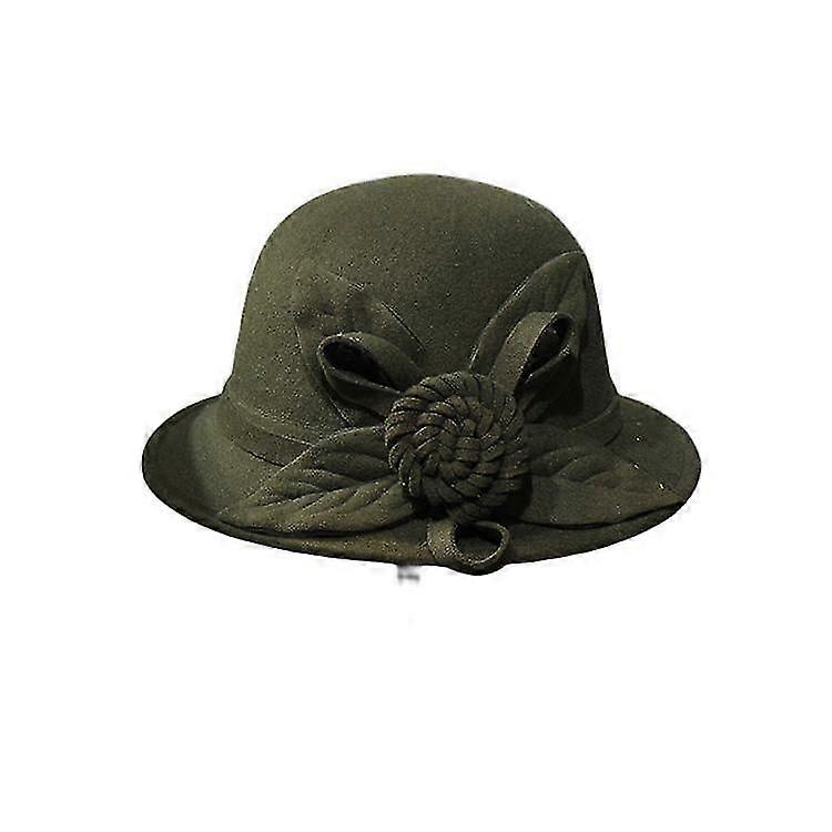 Winter Hat Bucket Vintage Wool Beret Felt Cloche Hat With Flower