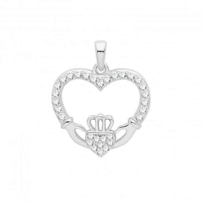 Acotis Silver Pendant Set Rhodium Zirconia Heart Cladgh G61059