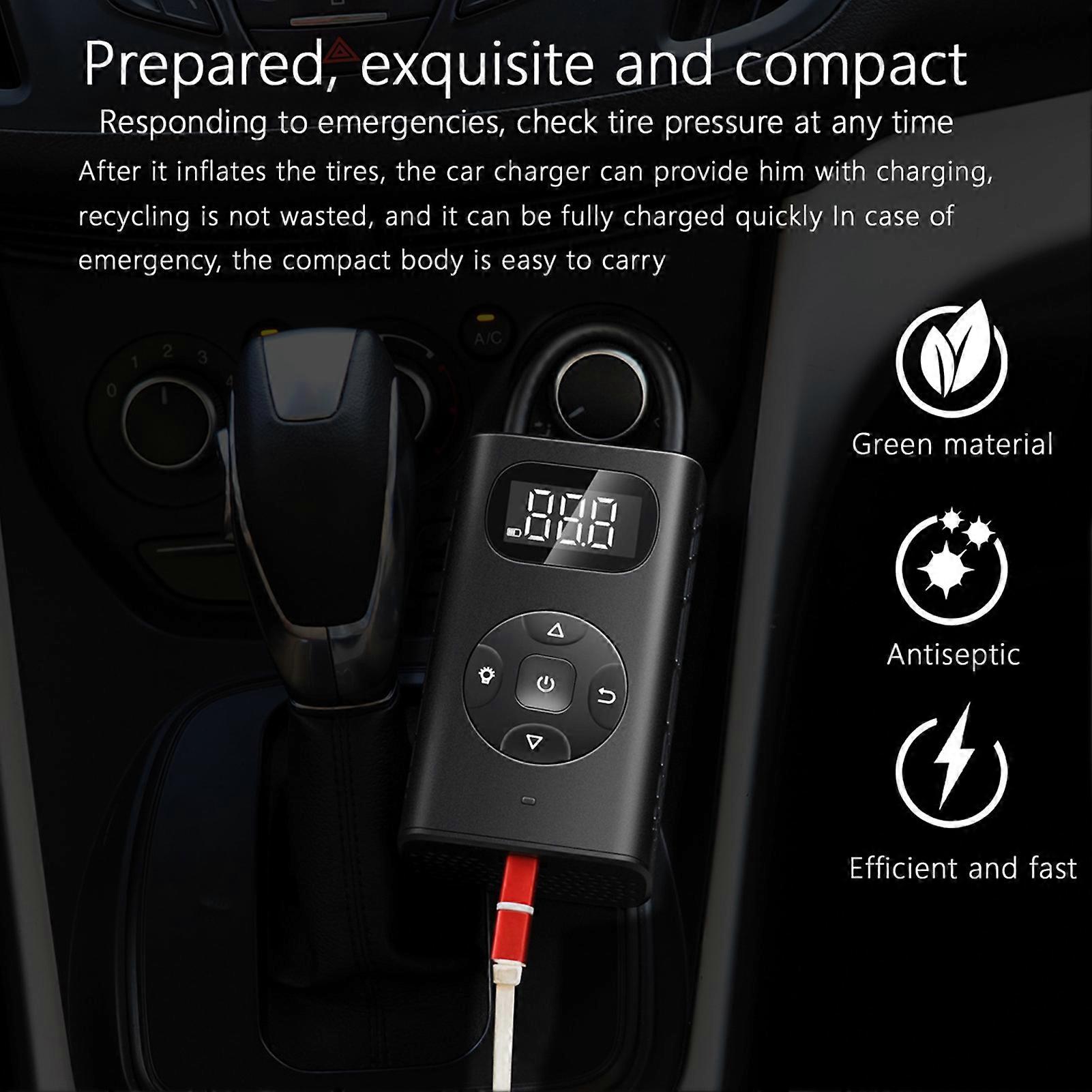 Electric Tire Inflator Cordlessly Mini Portable Car Air Compressor USB Rechargeable Digital Display Air Pump for Vehicles Tires/Ball/