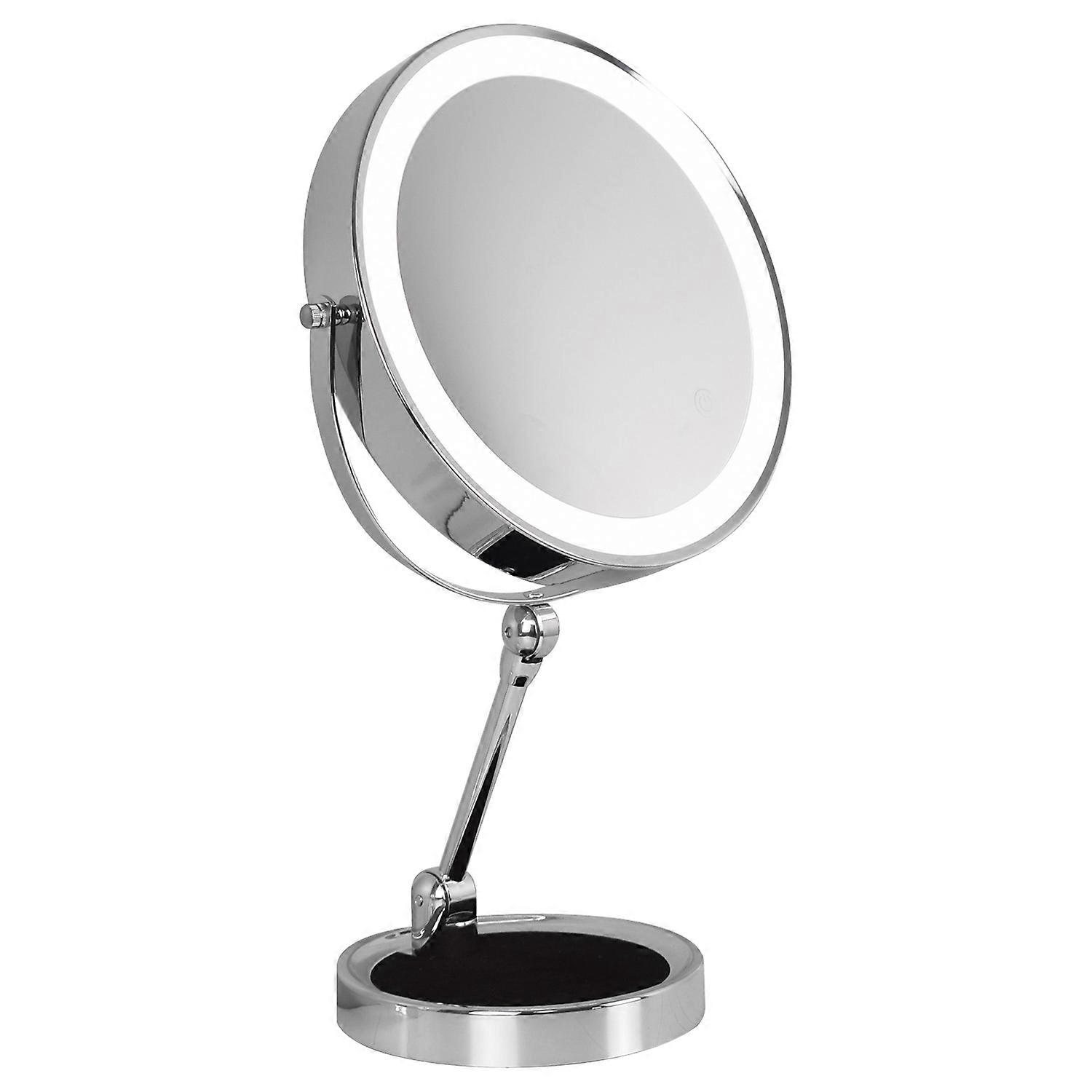 9 Inch Folding Makeup Mirror 5X Magnification Touch Control LED Light Double-Sided Vanity Mirror - S