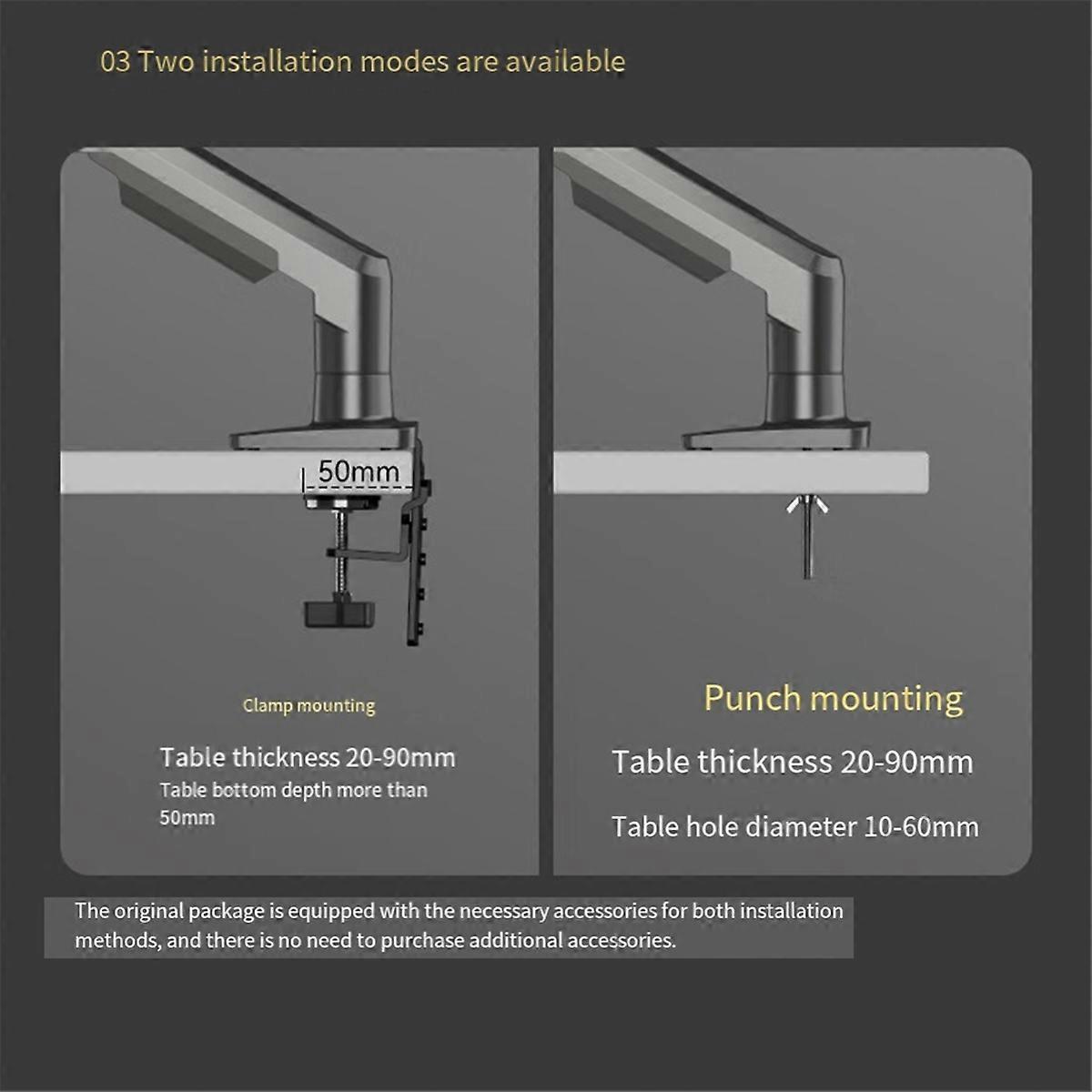 F160 Desktop Spring Monitor Arm 17-27inch Dual Monitor Holder B