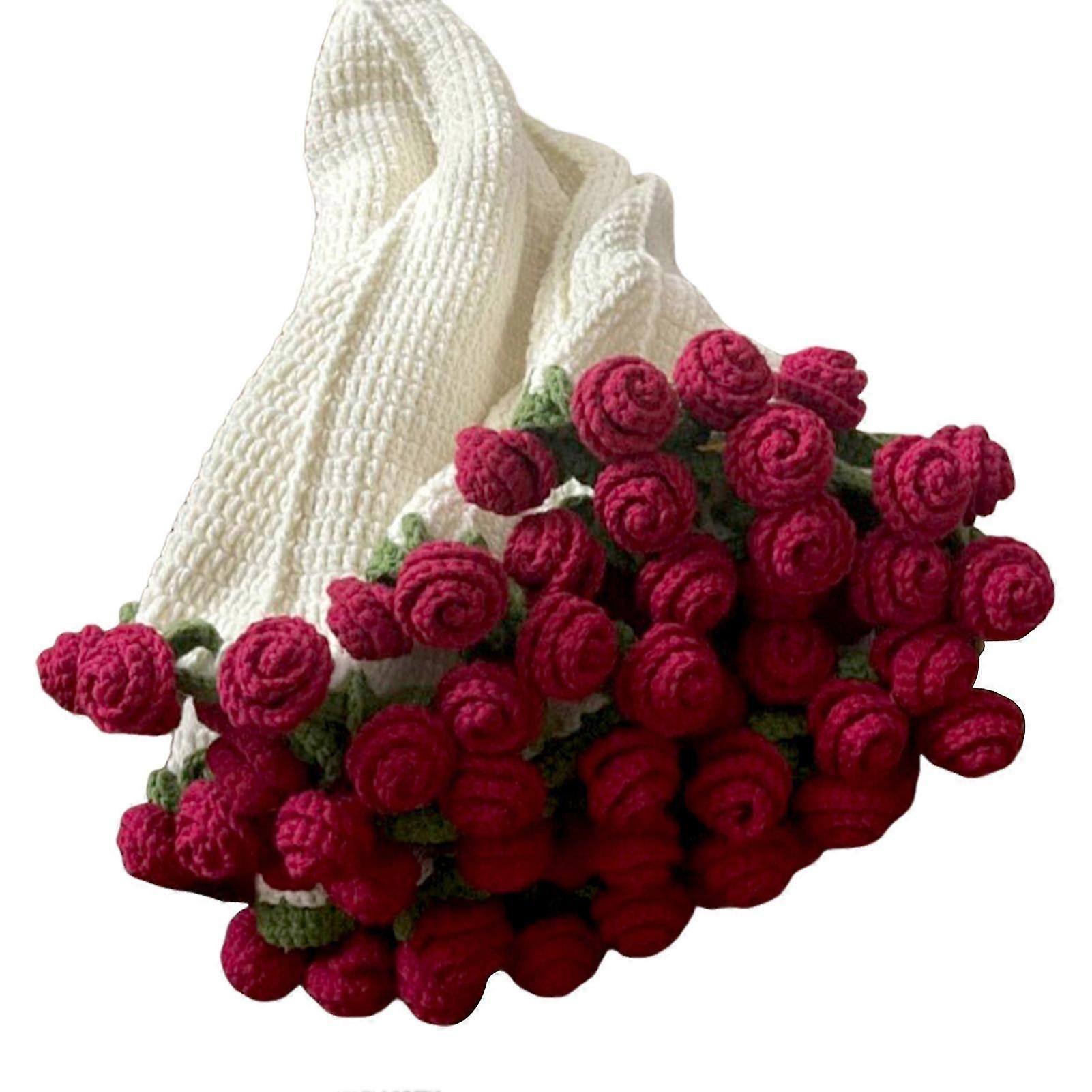 Handmade Crochet Rose Bouquet Blanket - Versatile, Soft & Stylish Throw for Home Dcor & Gifting
