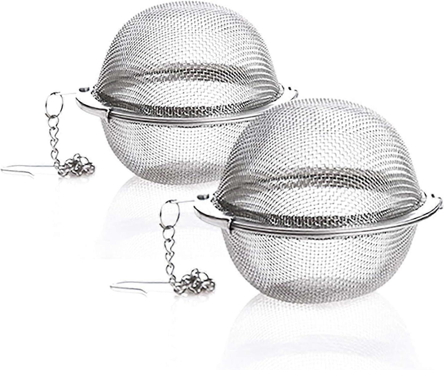2 Pack Tea Strainer-Stainless Steel Mesh Tea Ball Infuser,Premium Tea Filter Tea Interval Diffuser with Extended Chain Hook