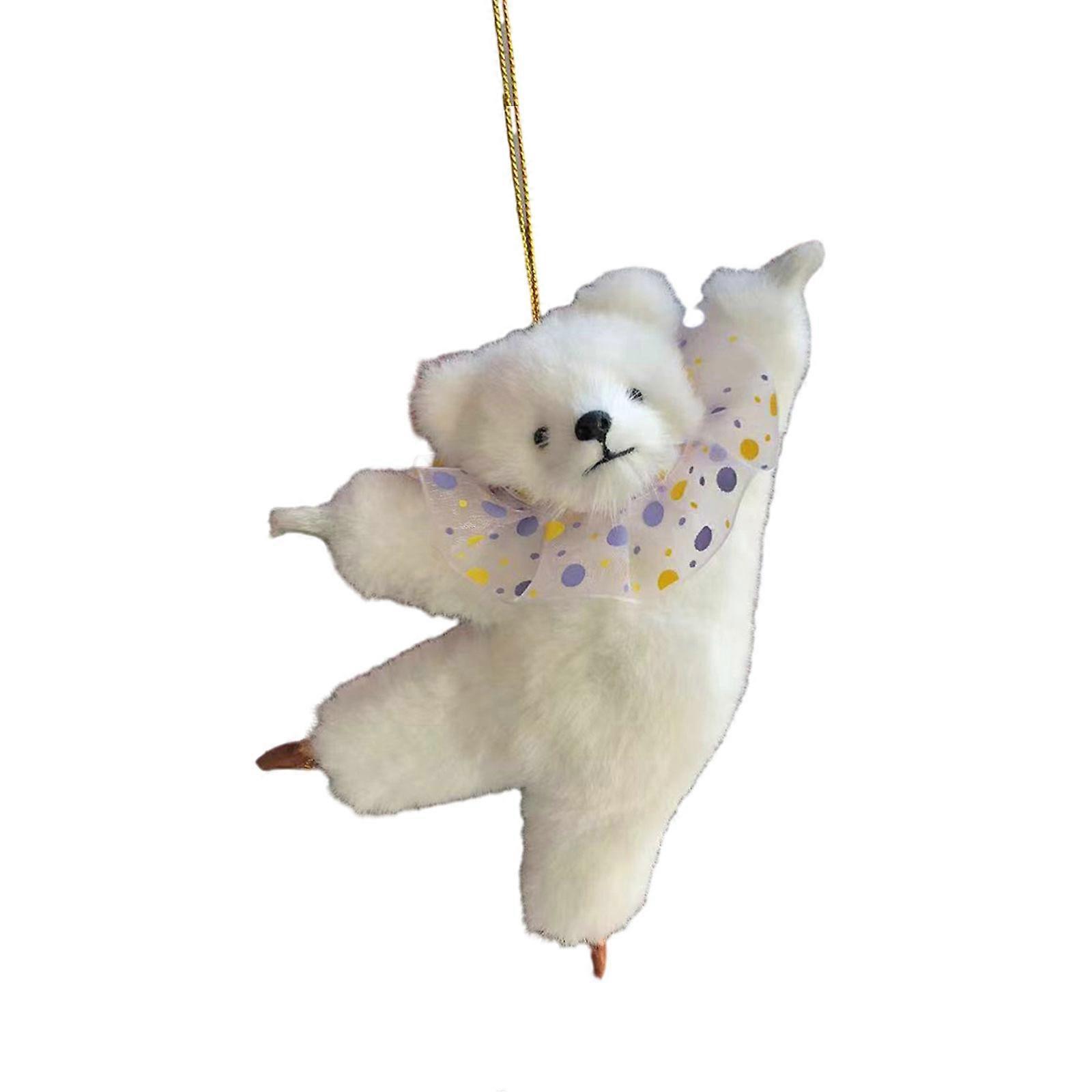 Ballet Ours Poupée Porte-clés Peluche Jouet Pendentif Porte-clés Animaux en peluche Couple Porte-clés Ornement pour sac Téléphones Clés Blanc