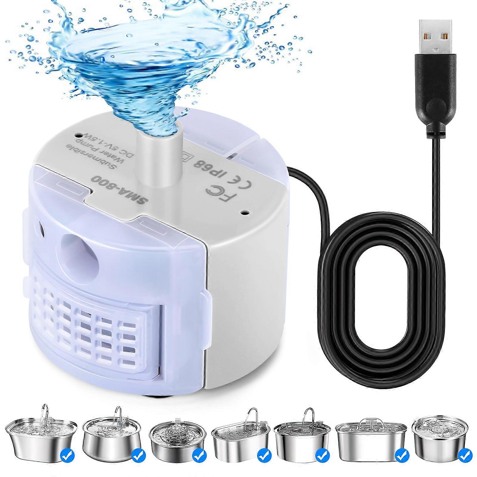 Cat Water Fountain Pump, USB DC 5V Replacement Pump for Kedi Cat Fountain, Quiet, Compact, and Efficient Design