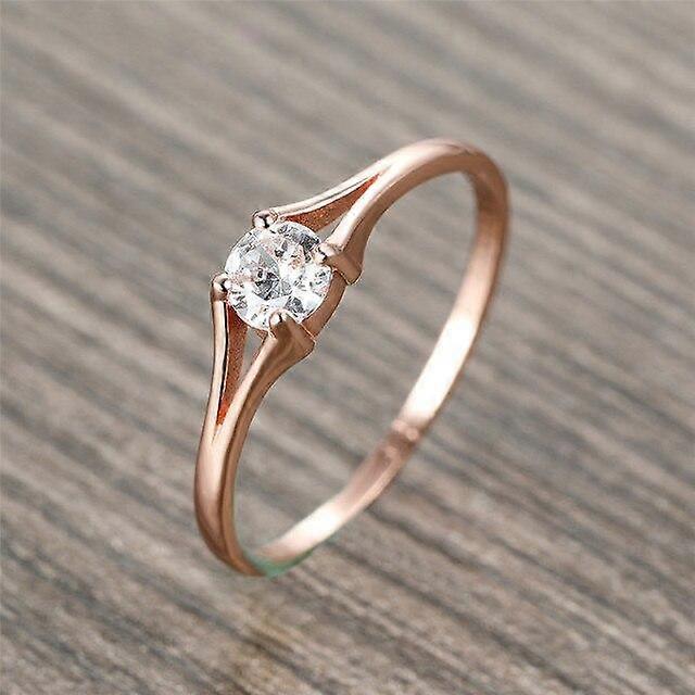 Cute Small Round White Zircon Engagement Rings For Women 925 Sterling Silver/Rose Gold Lab Diamond Ring Female Wedding Jewelry