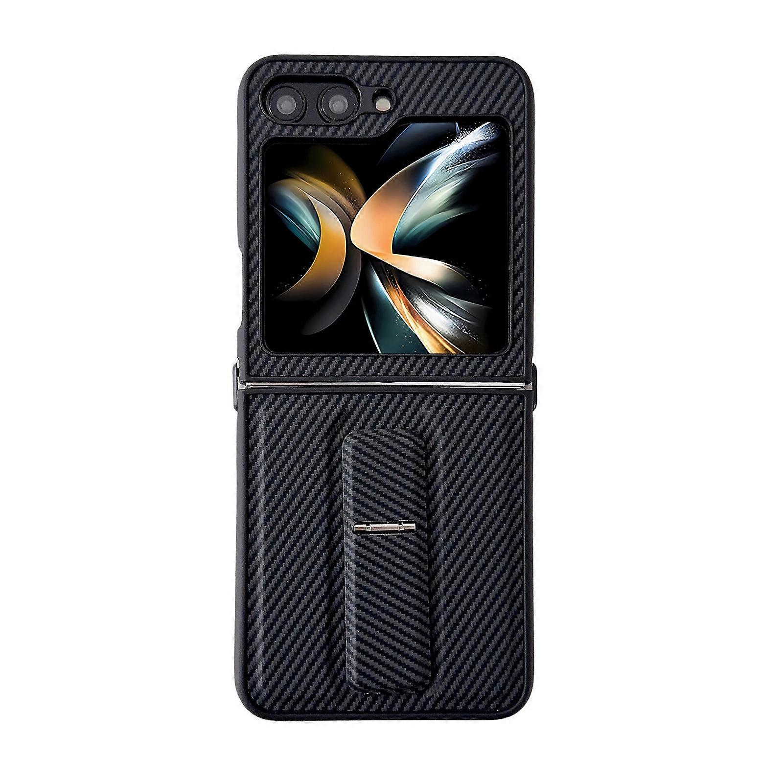 Carbon Fiber Foldable Leather Phone Case with Stand