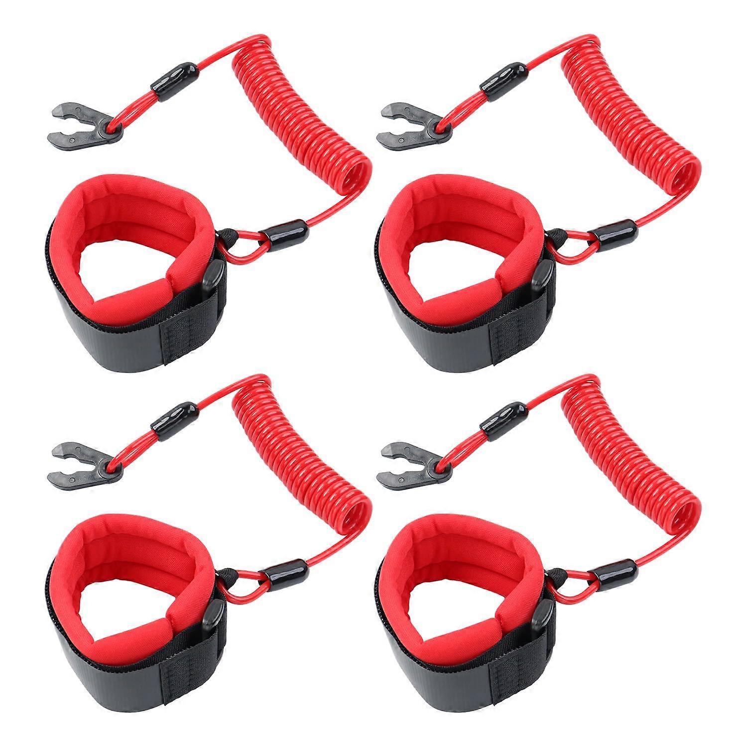 Boat Safety Key Lanyards 4-Pack Outboard Kill Switch Lanyard Jet Ski Tether Emergency Shut Off Lanyard