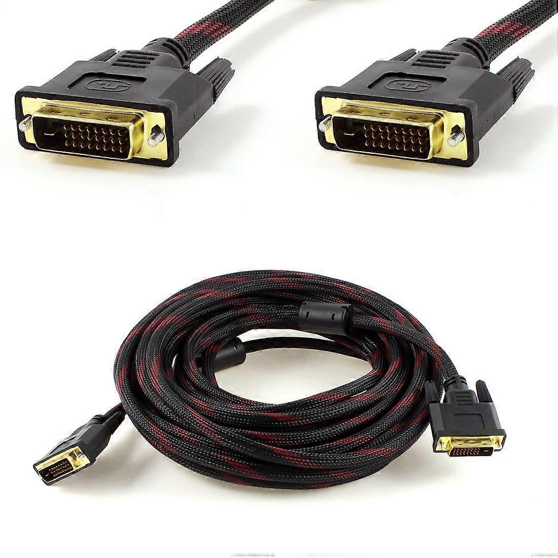 Qtqgoitem 10M Red Black Male/Male DVI-D 24+1 Pin Dual Link Sleeved Extension Cable Cord (model: d2b 931 4c6 c62)