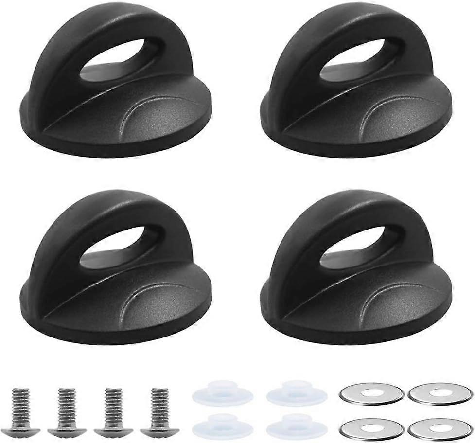 Black Set of 4 Pot Lid Knobs, Universal Replacement Handles for Pot Lids, Saucepan, Glass Lid
