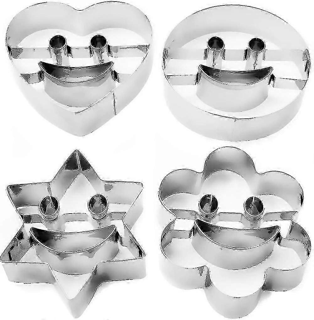 Smiley Face Cookie Cutters Set - Rustfrit stål wienerbrødsforme til bagning