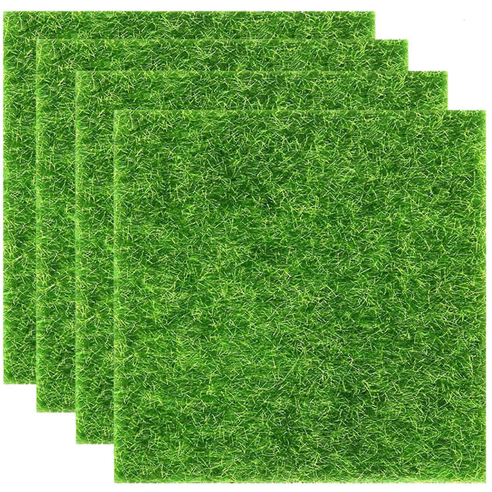 12x12 Inches Fake Grass Squares - 4 Pack Artificial Turf for DIY Mini Garden Decor, Craft Projects, Faux Grass Mat