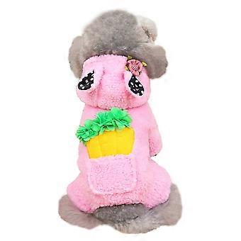 Dog Pajamas Winter Dog Sweater  Warm Puppy Fleece Pet Clothes Outfits Doggy Jumpsuit Apparel (Pink)