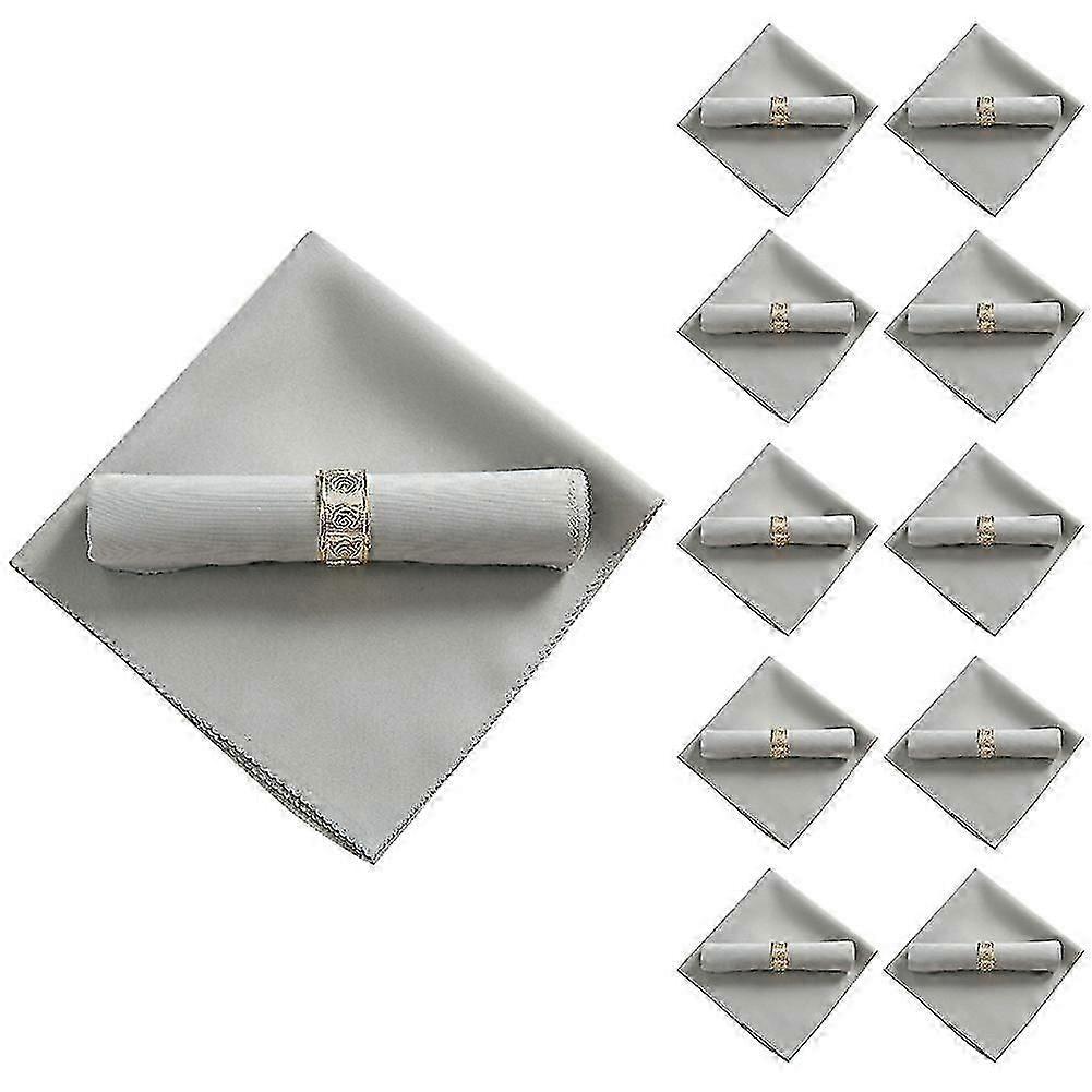 10Pcs 48X48cm χαρτοπετσέτες πανιών πολυεστέρα για το γαμήλιο συμπόσιο εστιατορίων, ασημί γκρι