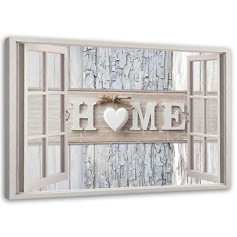 Lienzo Window Home Inscripción Corazón shabby chic - 60x40
