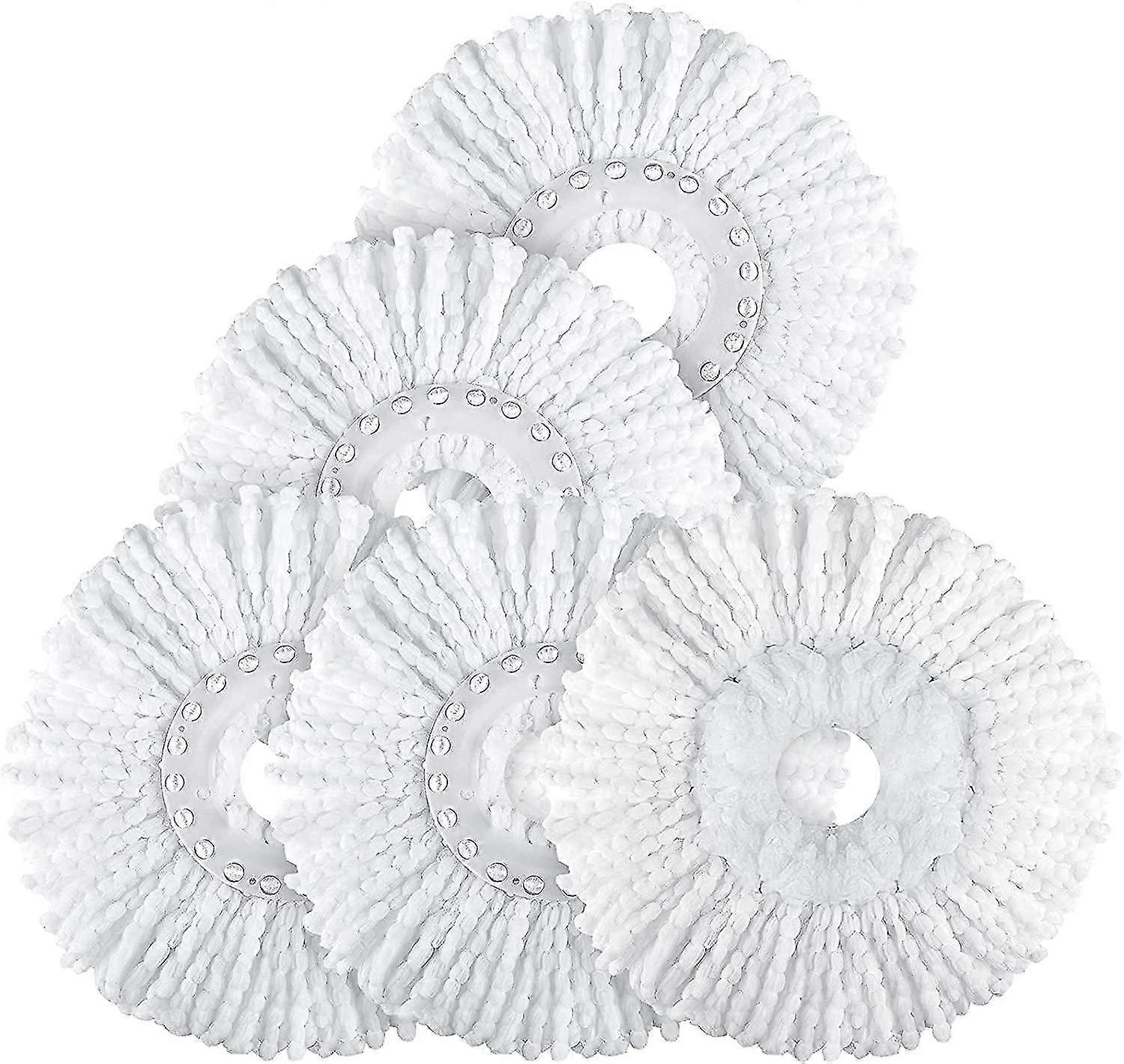 5 advanced replacement mop heads added, compatible with rotary mops (white)
