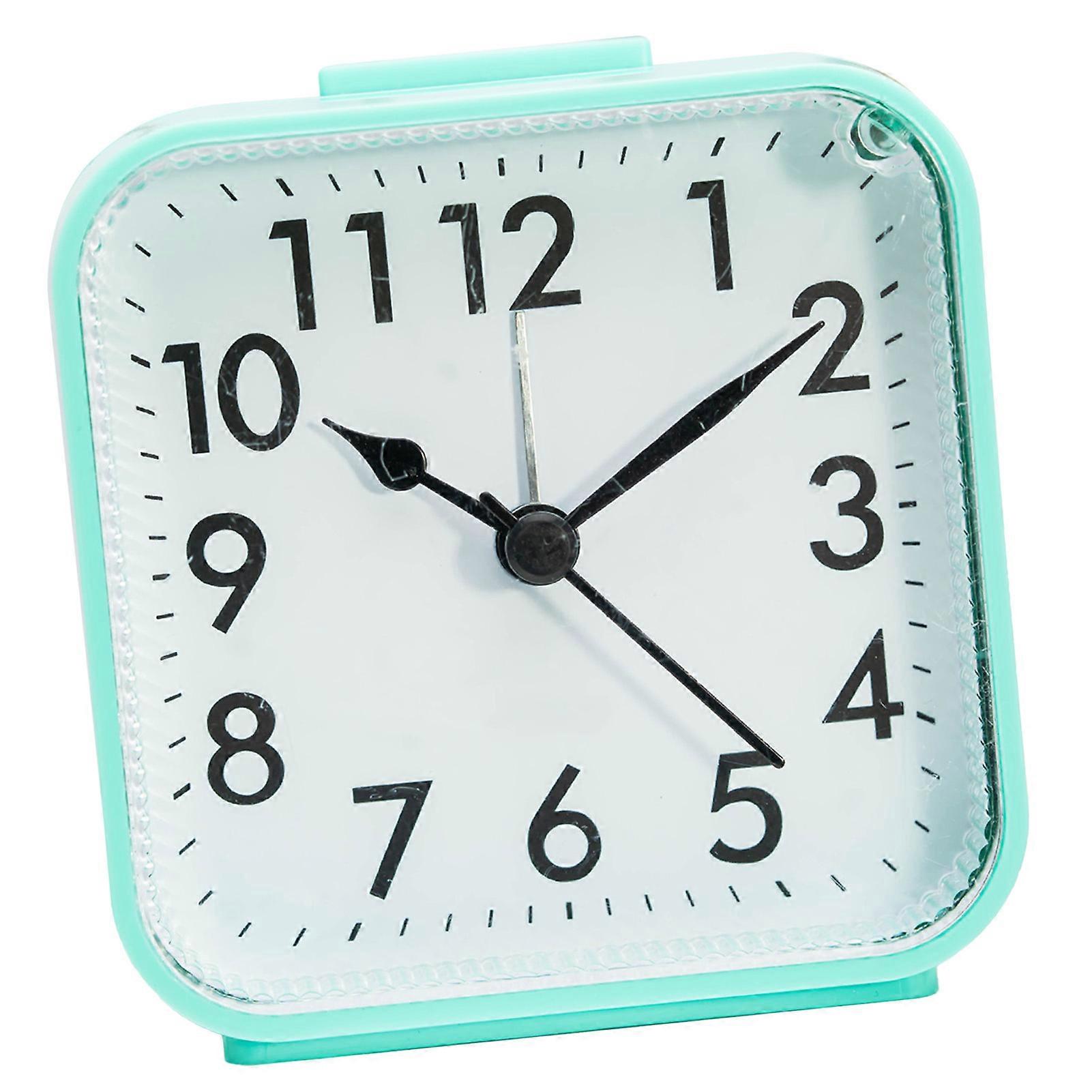 Silent Small Green Analog Alarm Clock Battery Operated with Snooze and Light